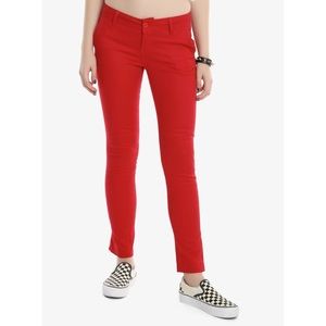 Hot Topic Dickies Girls fire engine red skinny fit jeans pants Size 7 punk rock